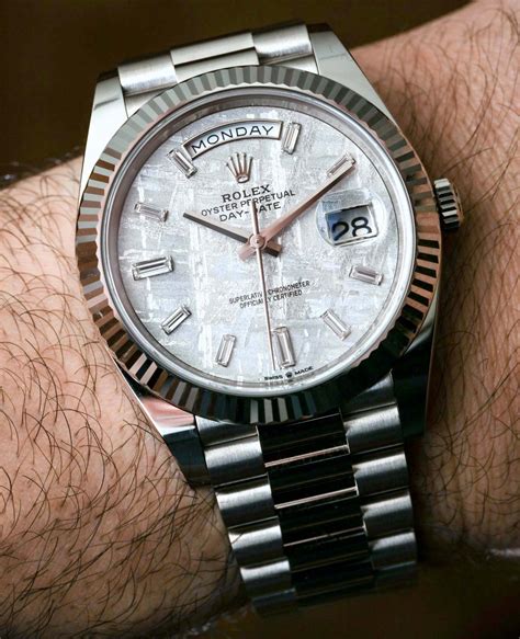 rolex meteorie dial|Rolex meteorite dial day date.